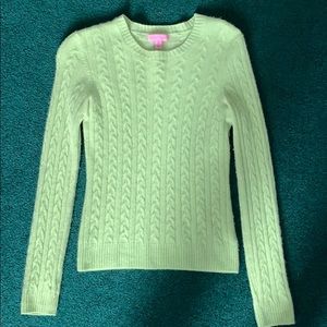 Lilly Pulitzer green cashmere sweater cable knit